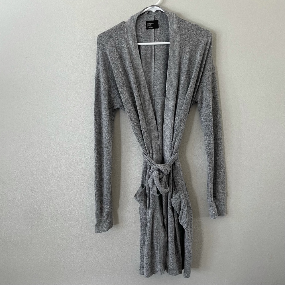Free Press Heather Gray Long Sweater w/ pockets M